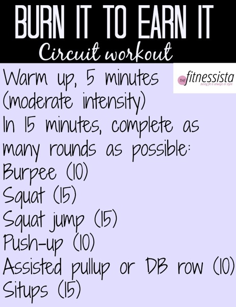 Burn It to Earn It Circuit Workout Fitnessista